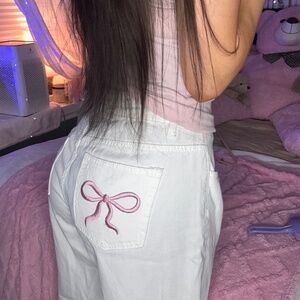 Jeans with BOW Details | Size 28 | 100% Cotton | Adorable Back Pocket Design 🎀